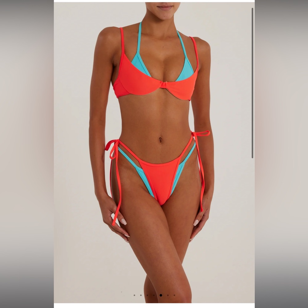 SAME Los Angeles - Orange and Blue Double Layer Bikini Set